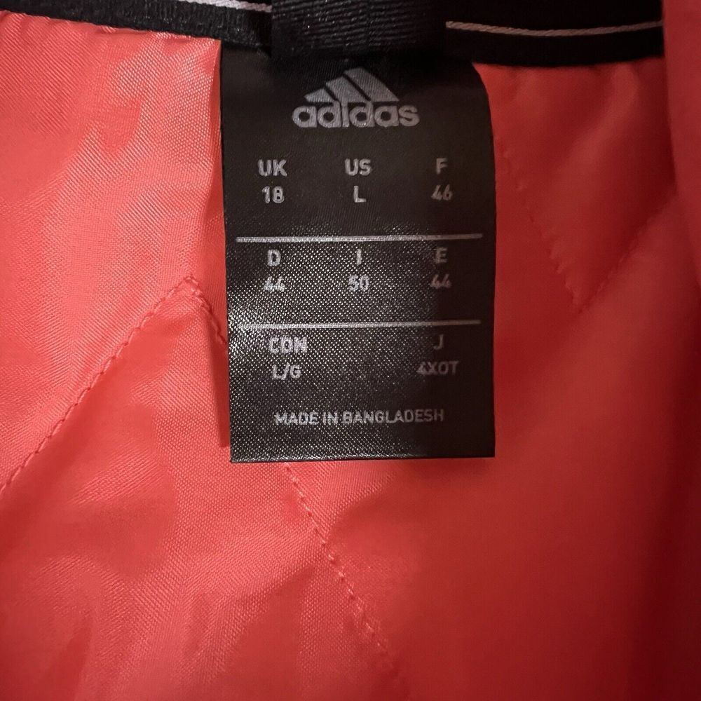 Adidas Jacket Women's Sz Large Lightweight Puffer Bomber Hooded Full Zip Pink - Picture 8 of 14